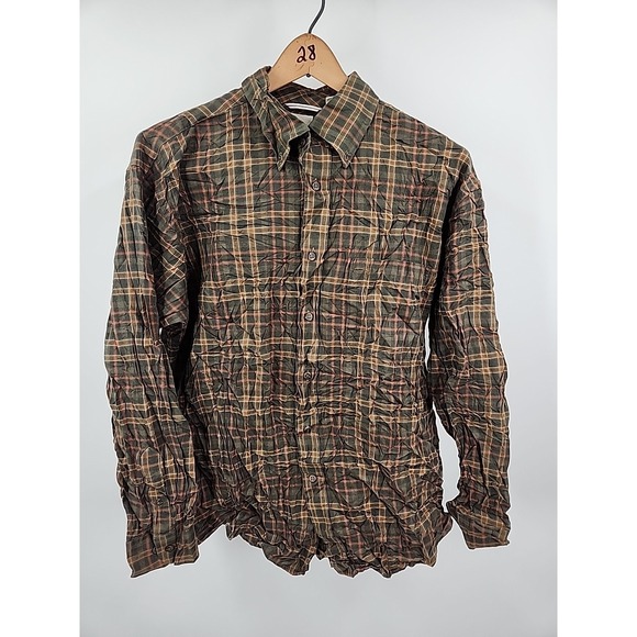 Arrow Mens Flannel Plaid Button Up Long Sleeve Shirt Large - Picture 3 of 6
